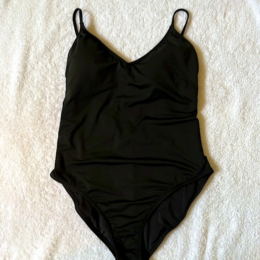 J Crew Black Scoop Neck One Piece Swimsuit